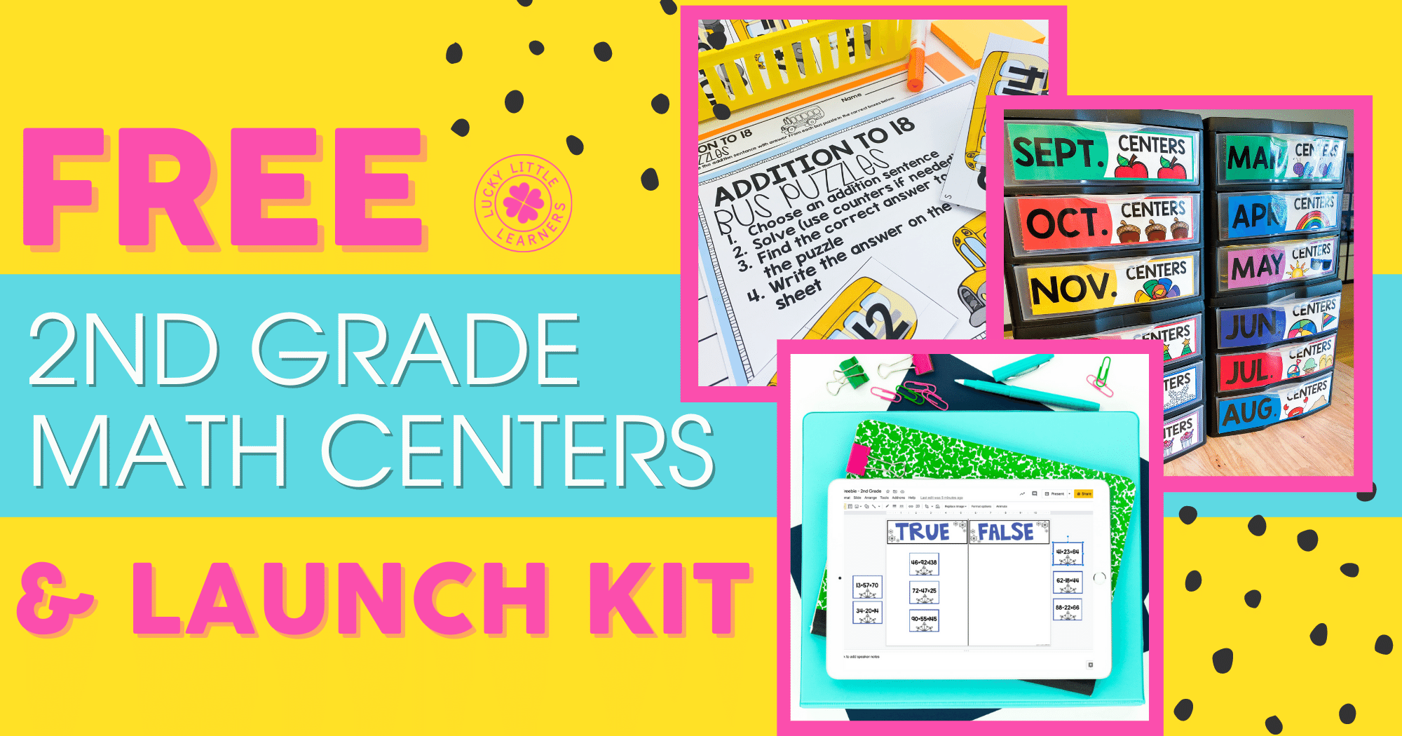Free 2nd Grade Math Centers and Launch Kit Lucky Little Learners
