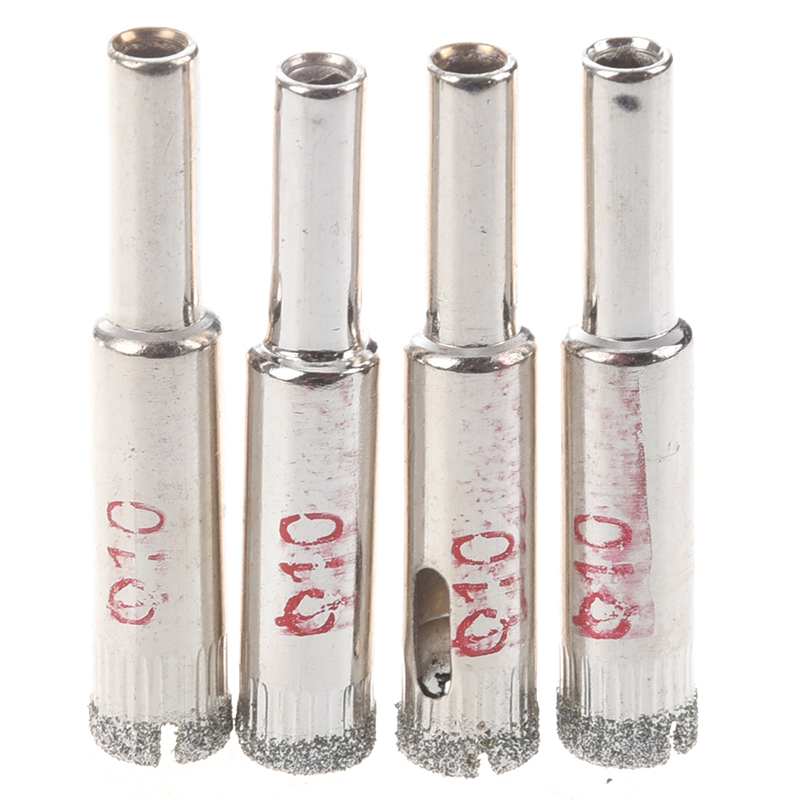 4 Pcs 10mm Dia Diamond Coated Drill Bit Marble Tile Glass Hole Saw