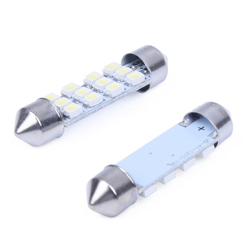 10 x 41mm 12 3528 SMD LED Bulbs White Car Dome Festoon Interior Light