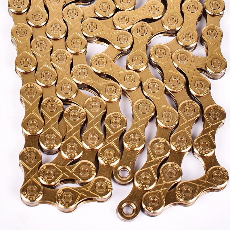 5X(SUMC Bike Chain 10S Speed MTB Road Bicycle Chains Gold 116L for