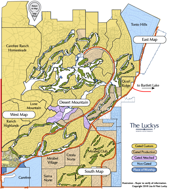 North Scottsdale Real Estate Desert Mountain Area Map The Luckys