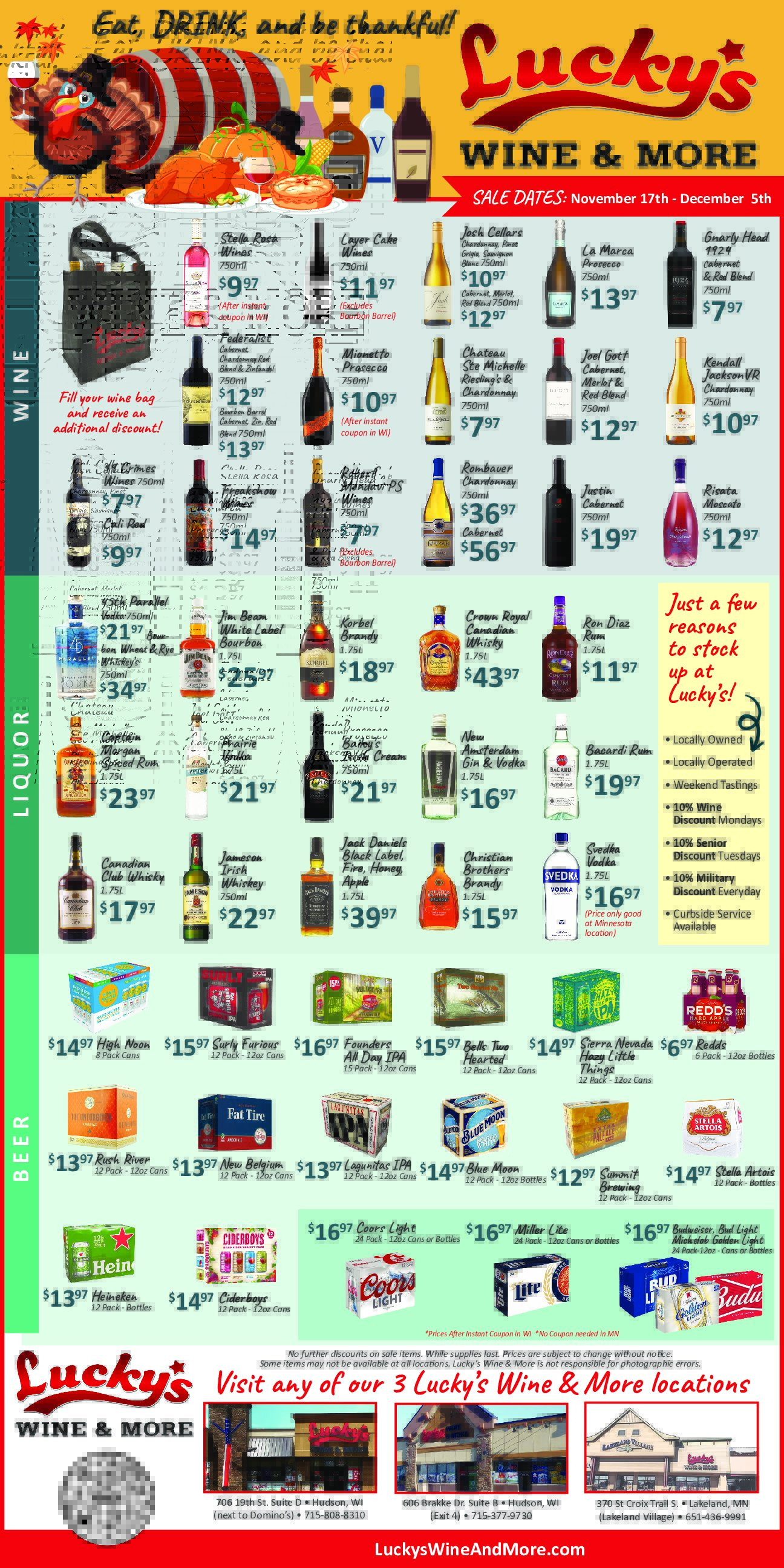 Thanksgiving Special Luckys Wine & More