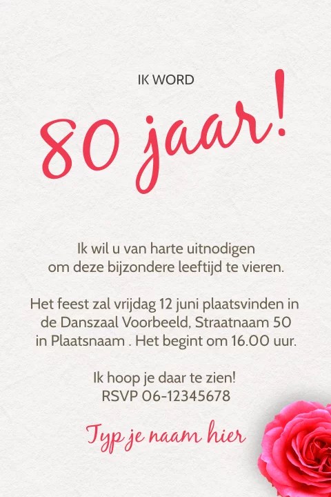 tekst voor 80ste verjaardag man