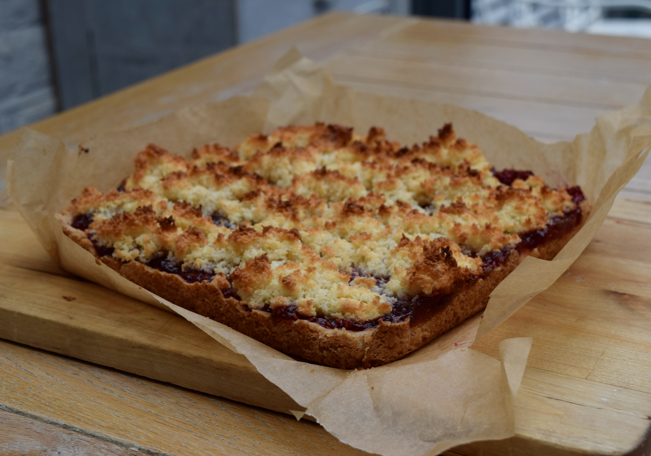 Coconut Jam Slice recipe from Lucy Loves Food Blog