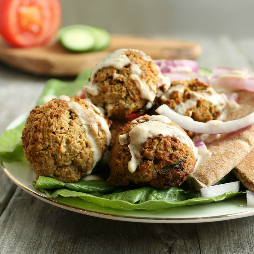 Baked Chickpea Fritters with Tahini Sauce LUDA Foods