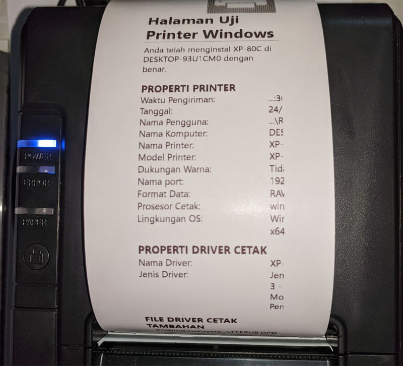 Cara Install Driver dan Setting Printer Kasir Thermal Xprinter XPQ800