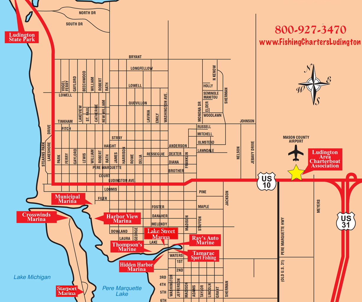 Ludington Charter Boats Dock Map