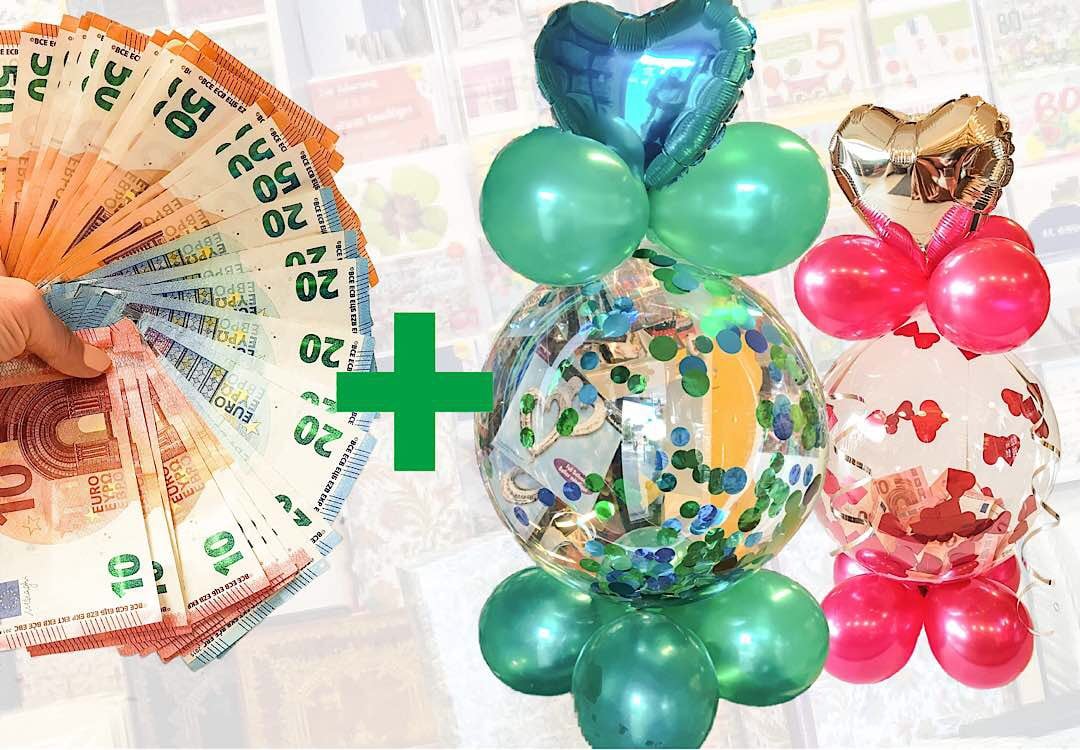 Gefüllte Geschenkballons und Luftballons bei Lühmann