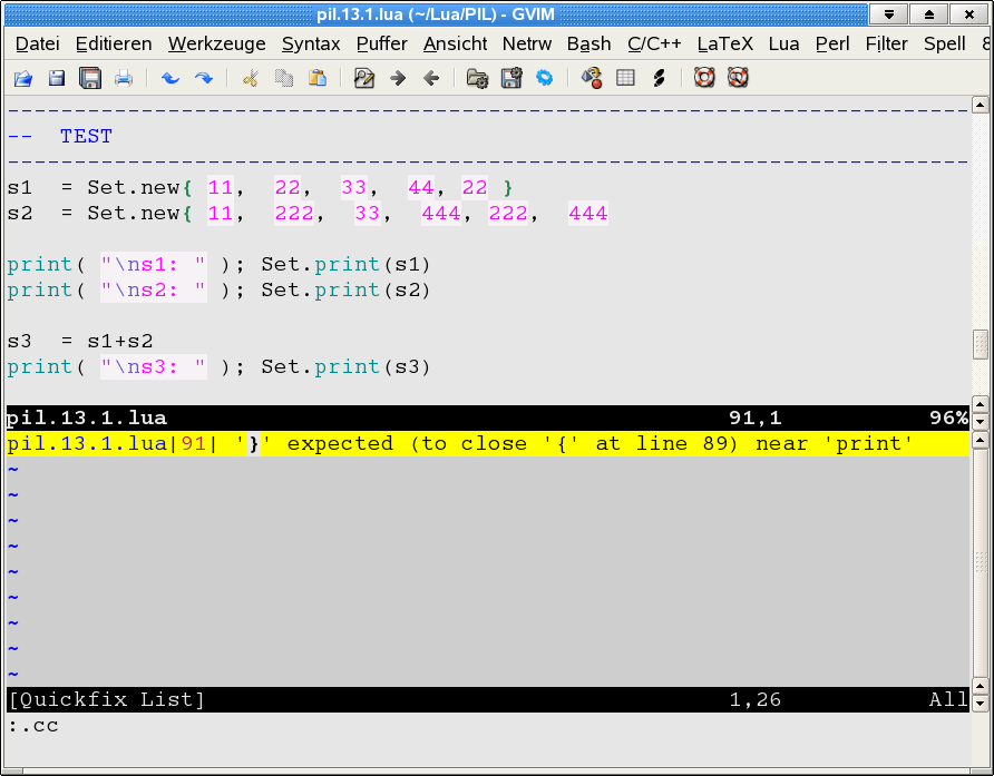 VIM/GVIM plugin luasupport.vim (Lua IDE) Screen Shots