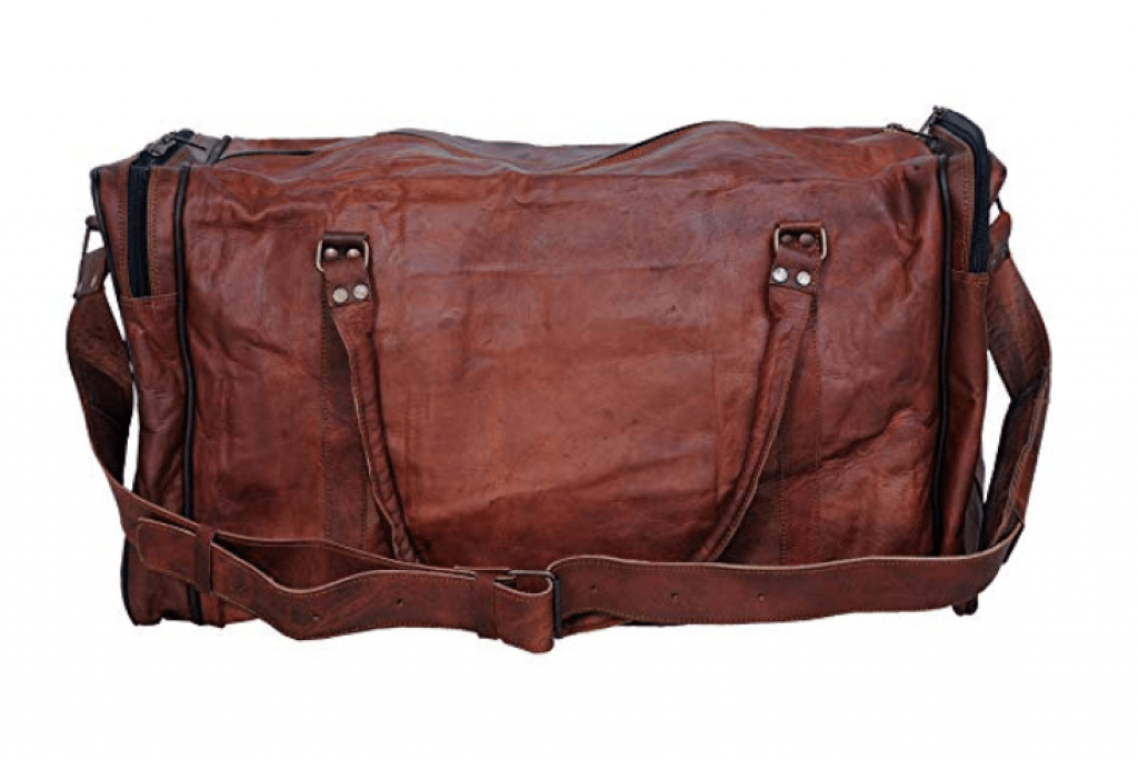 Cenzo Duffle Vecchio Brown Italian Leather Weekender Travel Bag vs KPL