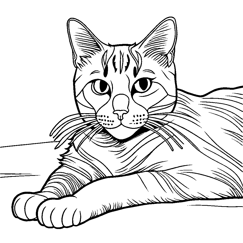 Cat Laying Down Sheet Coloring Pages