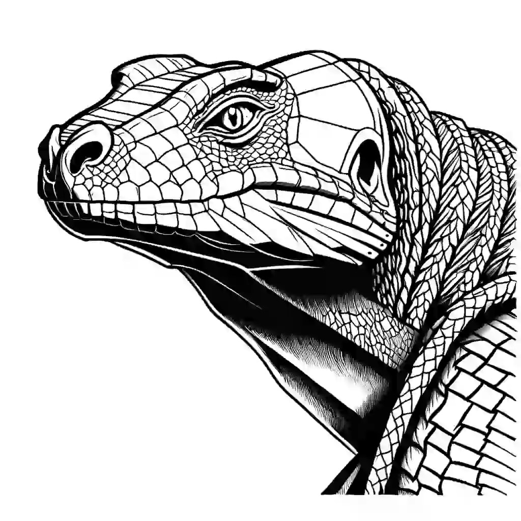 Detailed komodo dragon head coloring page Lulu Pages
