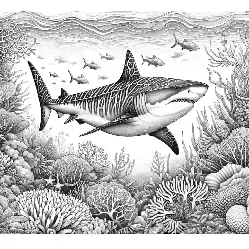 Tiger shark coloring page Lulu Pages