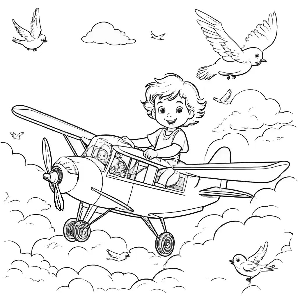 Child pilot in airplane coloring page Lulu Pages
