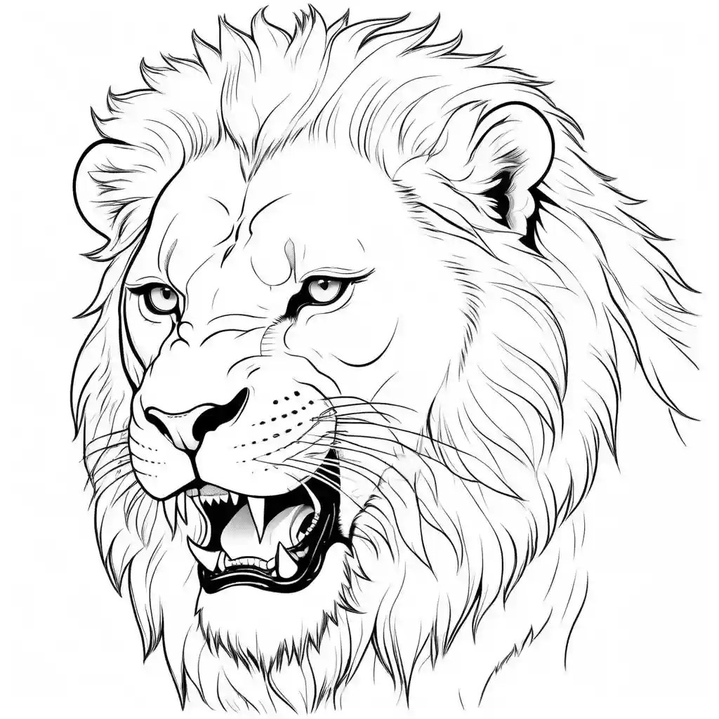Roaring dominant lion coloring page Lulu Pages