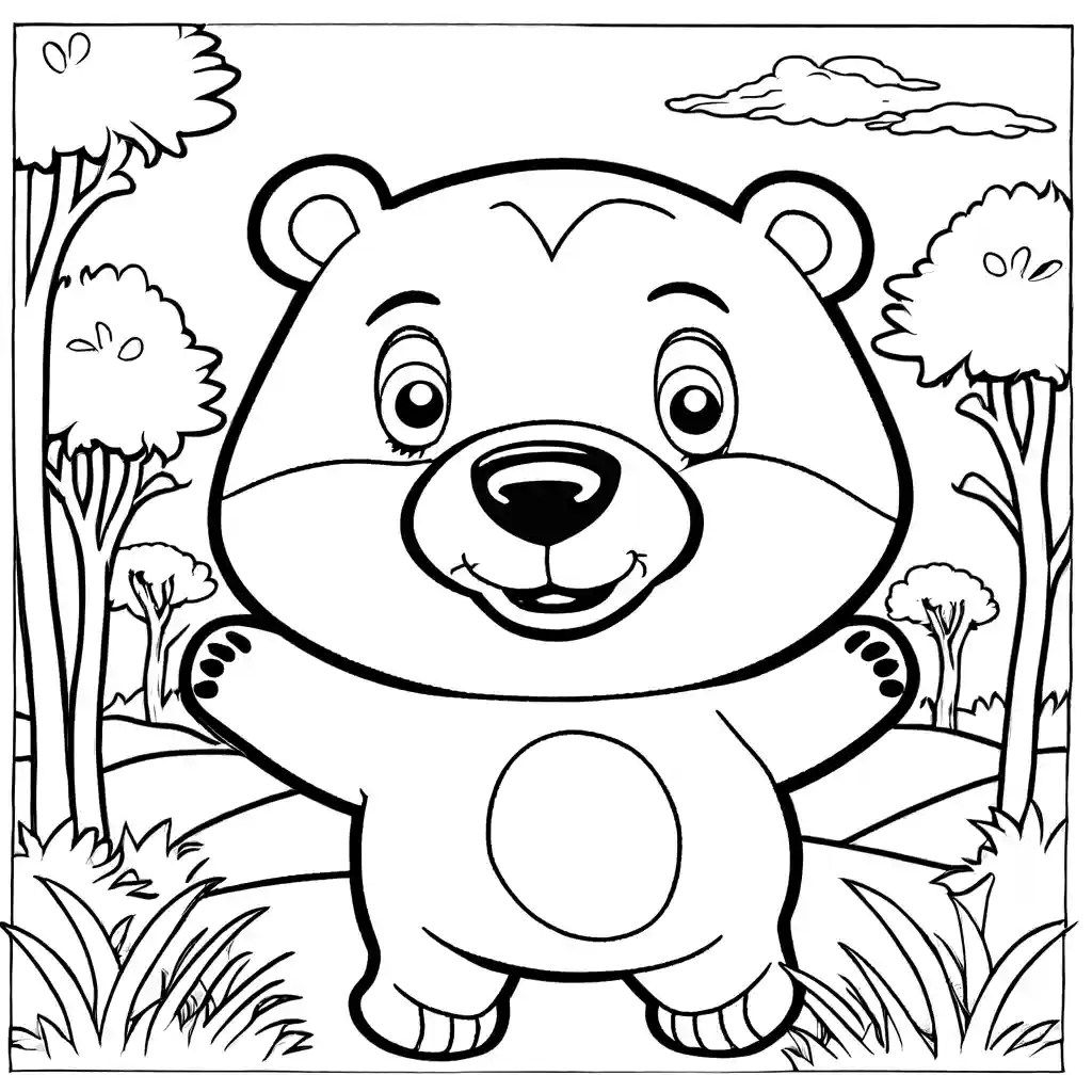 Friendly waving bear coloring page Lulu Pages