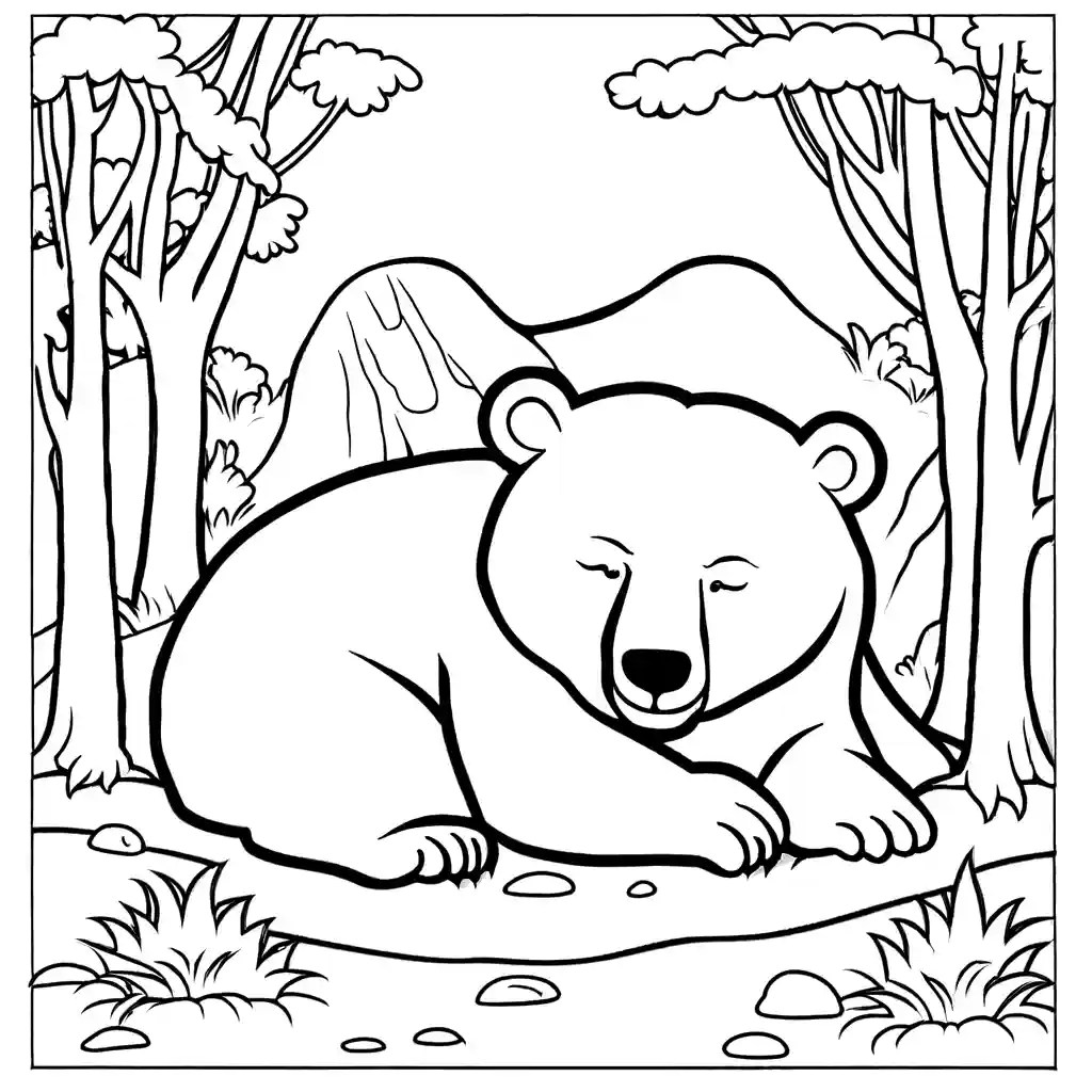 Peaceful sleeping bear coloring page Lulu Pages