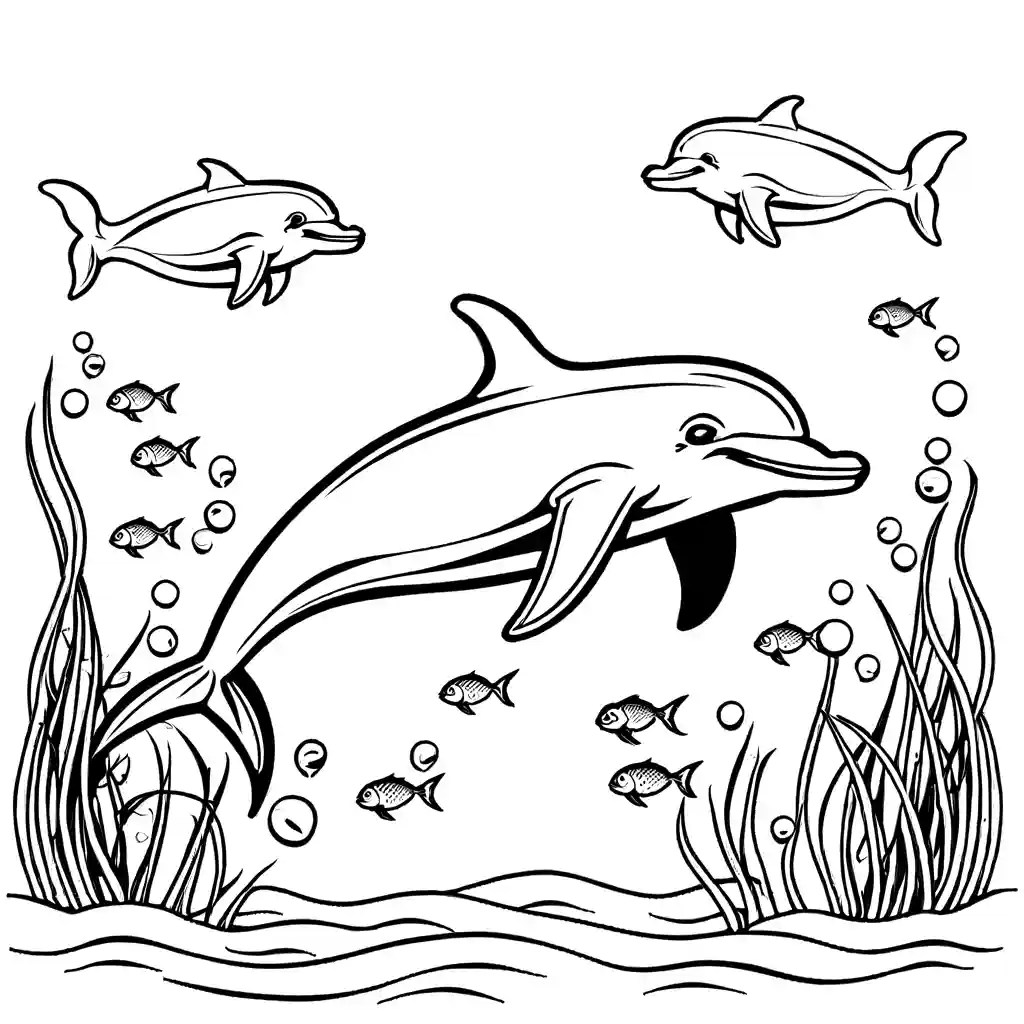 Swimming dolphins coloring page Lulu Pages