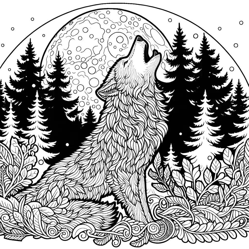 Geometric wolf coloring page Lulu Pages