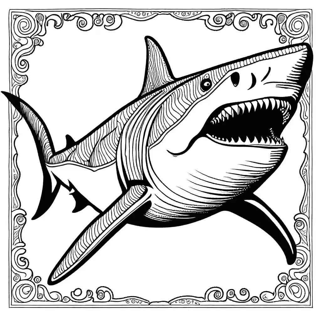 Intricately patterned megalodon coloring page Lulu Pages