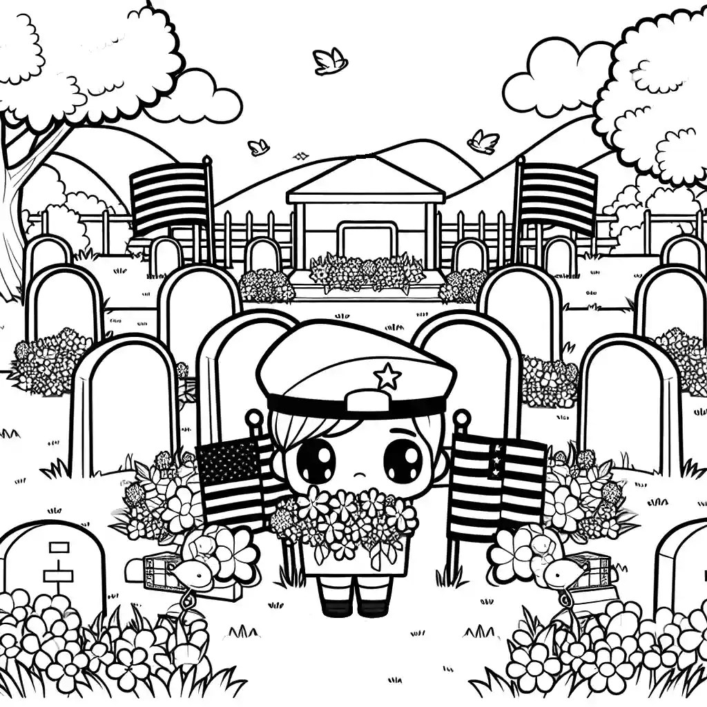 Military cemetery coloring page Lulu Pages