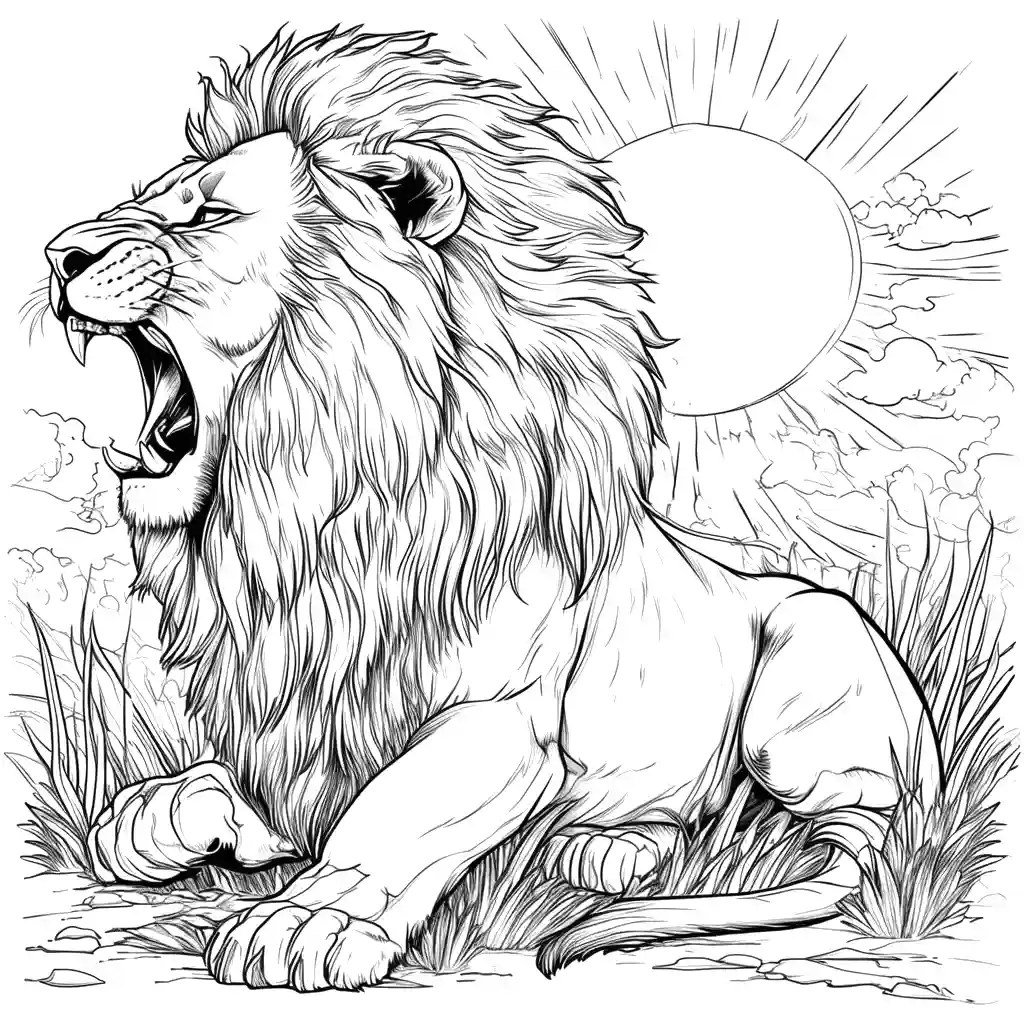 Majestic lion coloring page Lulu Pages