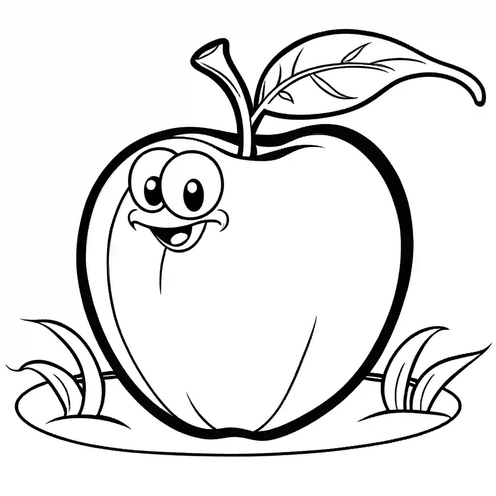 Cute apple coloring page Lulu Pages