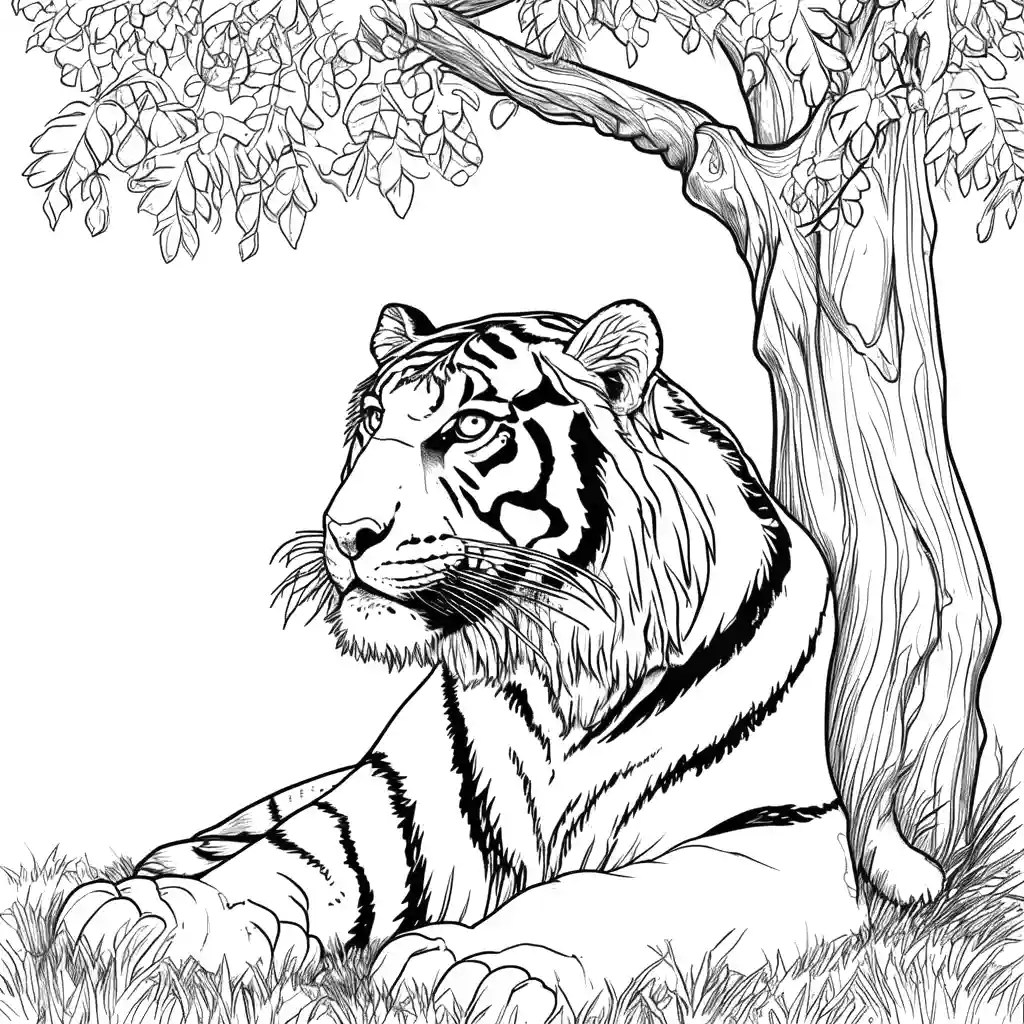 Majestic resting tiger coloring page Lulu Pages