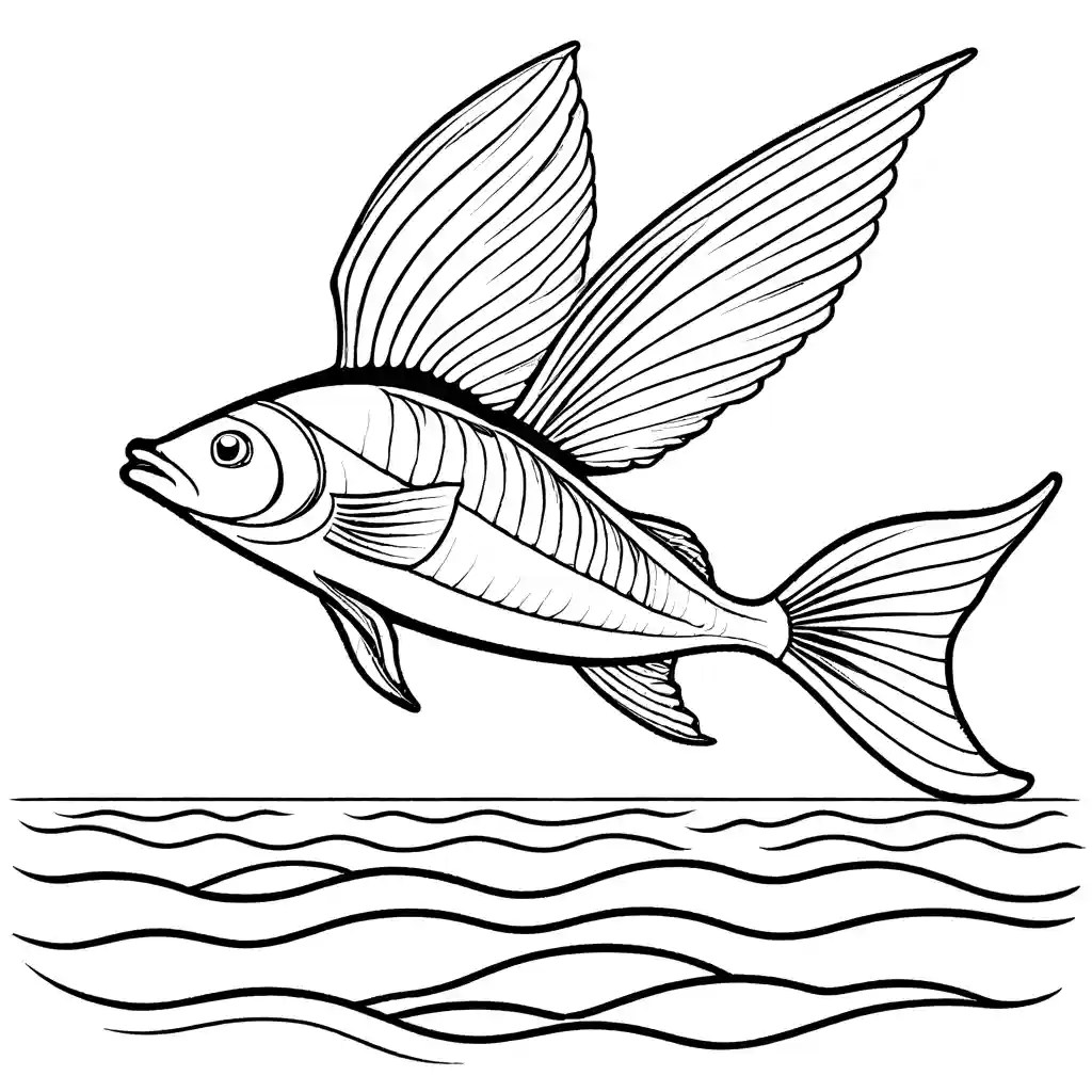 Winged flying fish coloring page Lulu Pages
