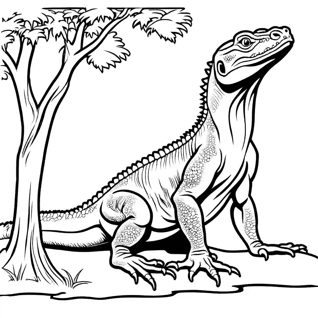 Komodo dragon with trees coloring page Lulu Pages