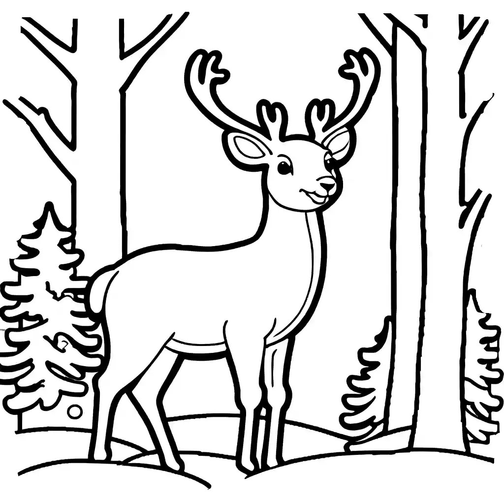 Winter woodland scene coloring page Lulu Pages