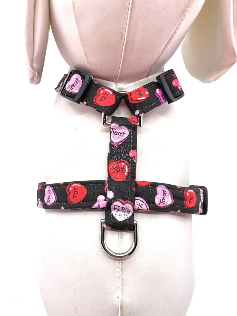 Valentine Bones Paws Red Pink Harness Add on Removable Bow Sailor Bow