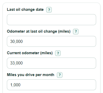 Oil Change Interval Calculator