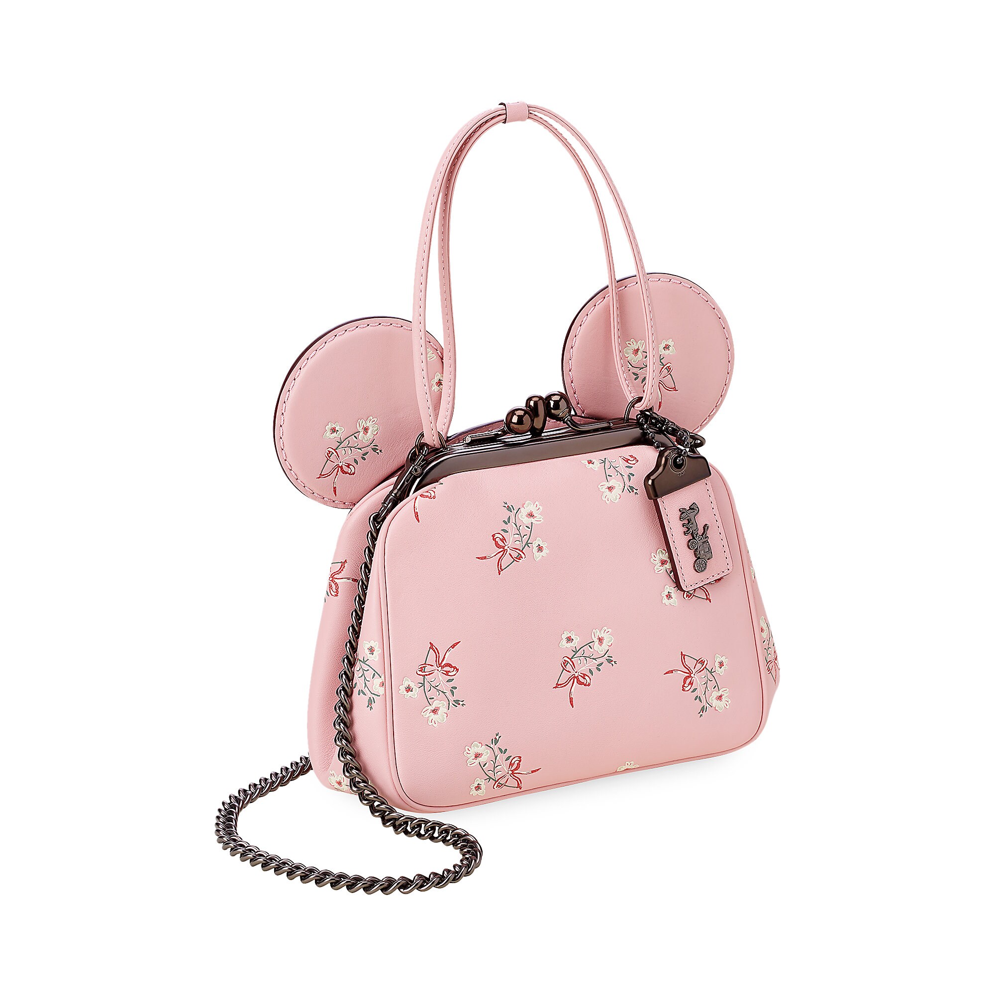 Minnie Mouse Floral Kisslock Leather Bag by COACH Pink is now
