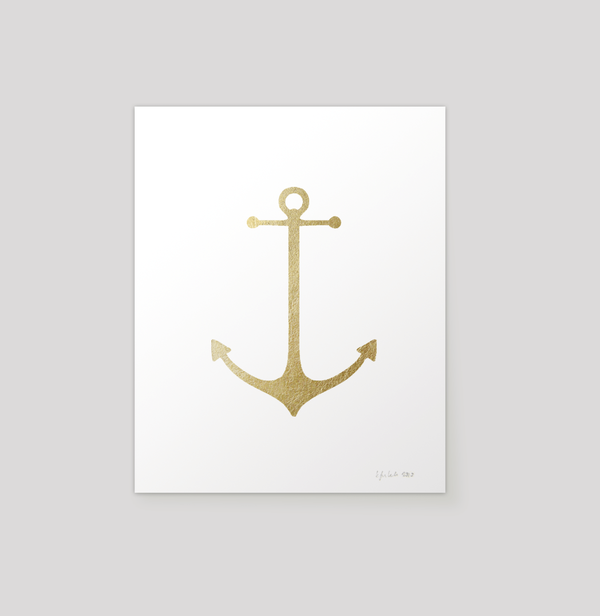 Luna Arts Minneapolis Gold Nautical Anchor Print