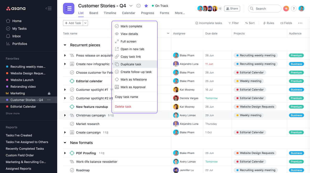 Overview of Asana views options Product guides • Asana
