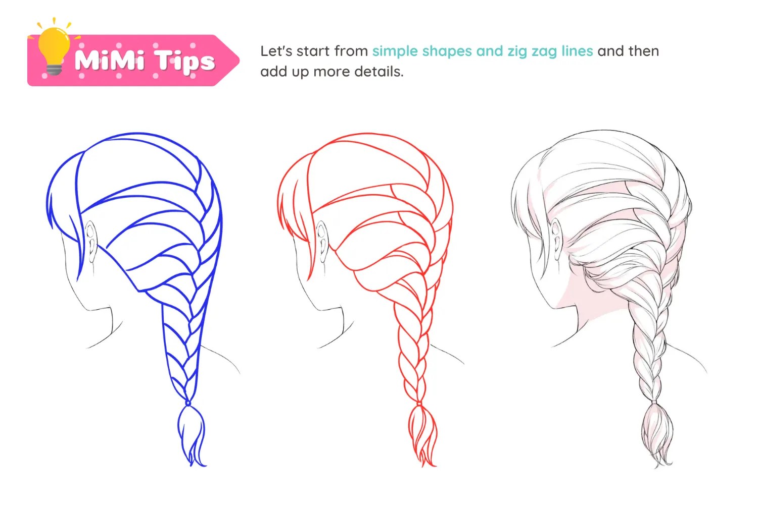 How to Draw Ten Types of Braids LUNAR ★ MIMI