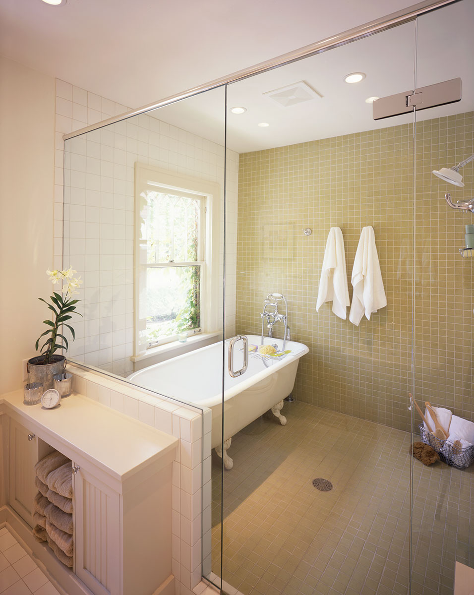 Kitchens open bathroom too Lundin Architects LLC