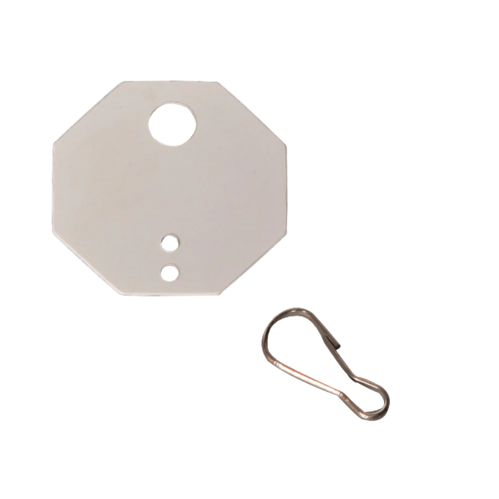 C1507 Blank Vinyl Octagonal Key Tags SnapOn Links Lund Equipment