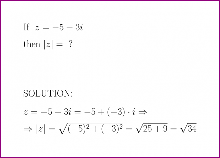 Calculate the modulus of a complex number (problem with solution