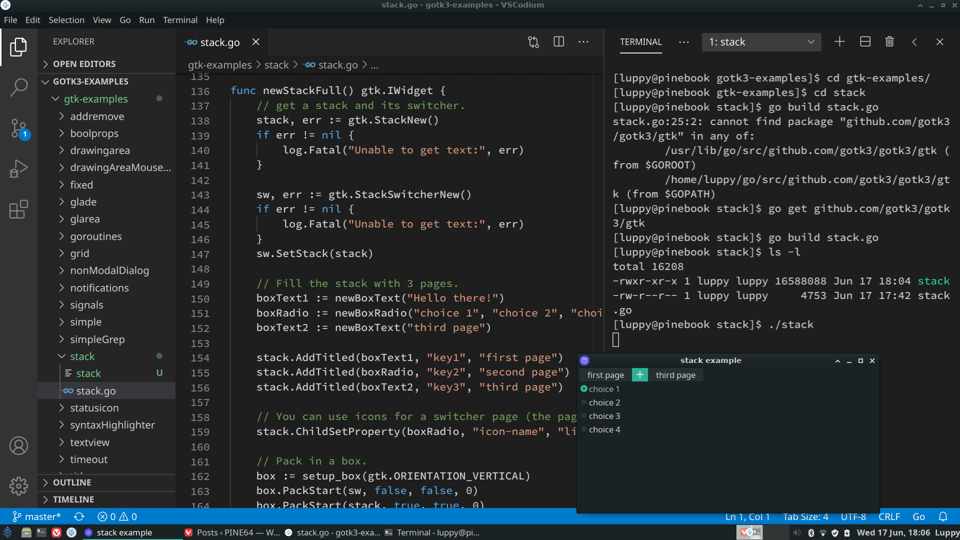 Your First GTK App with Go and VSCodium