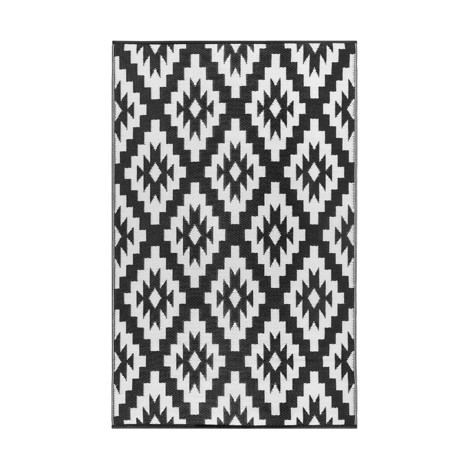Inaya Black & White Outdoor Rug For Patio, Picnic, Rv & Camping