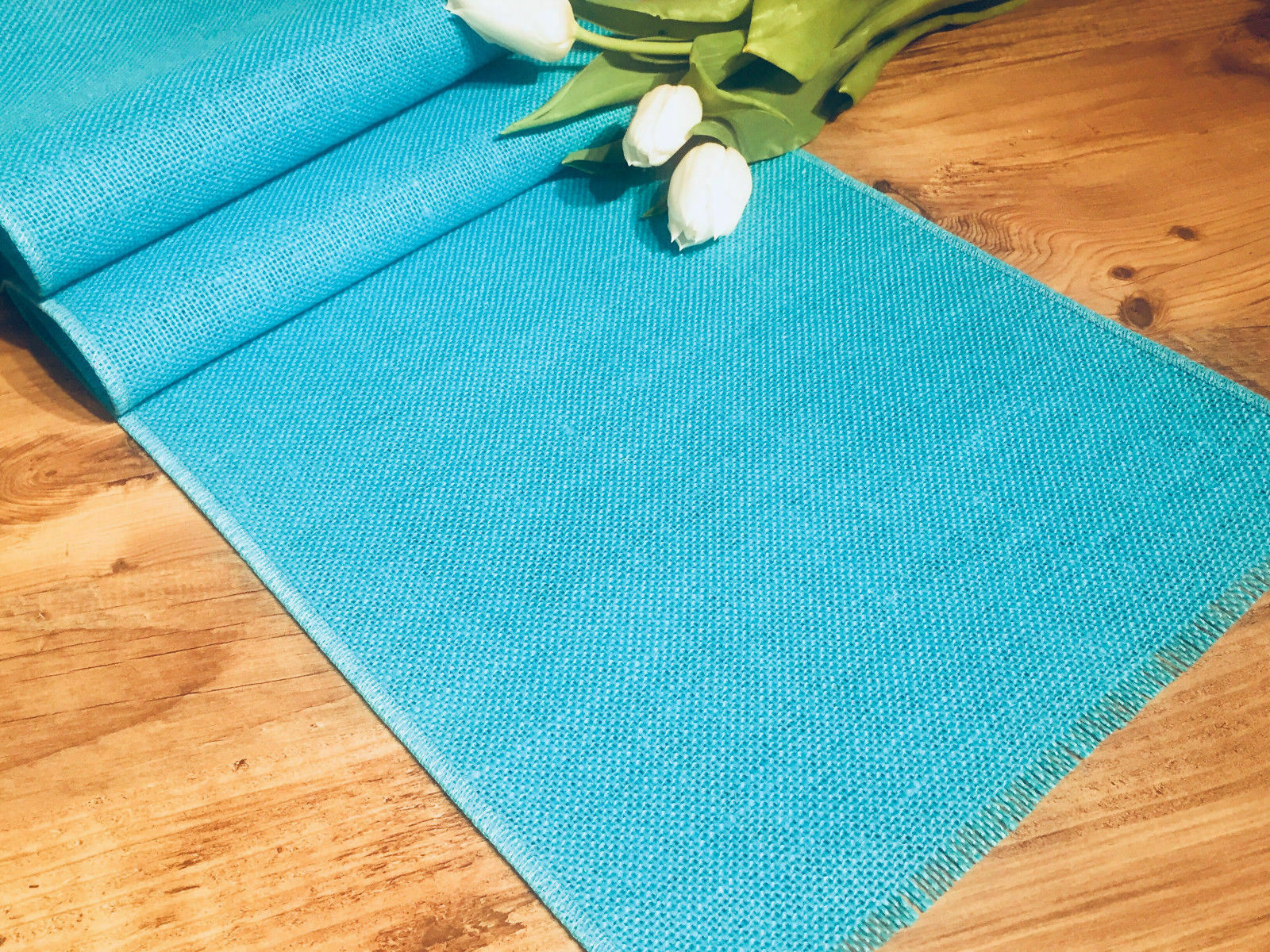 TURQUOISE Rustic Burlap Jute Runners For Events, Weddings, Home Jute