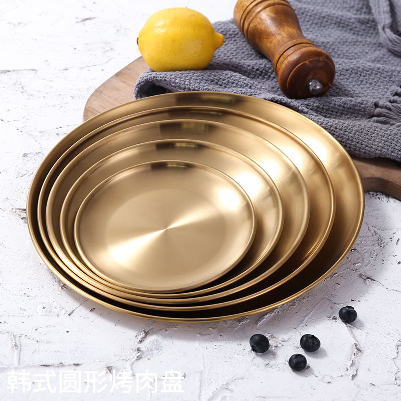 Luxurious Golden Stainless Steel Round Plate