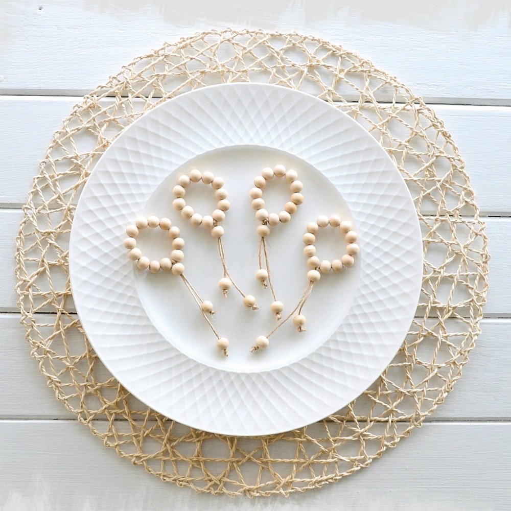 Wood Bead Napkin Rings with Tassels