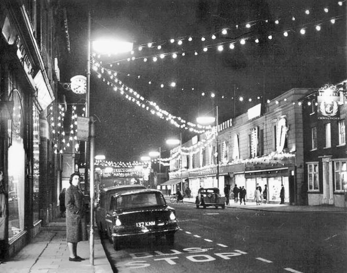 1963 New Bedford Rd. The co op all lit up spelling out TOY LAND LUTON