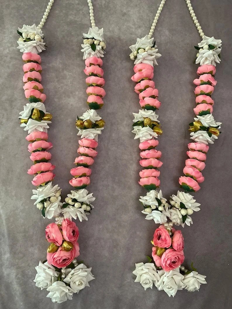 Pink Peony and Rose Flower Varmala for Indian Wedding Muslim Wedding
