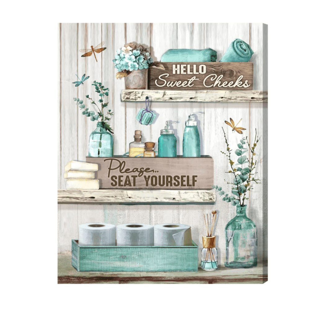 Bathroom Wall Decor Hello Sweet Cheeks Bathroom Sign Bathroom Canvas