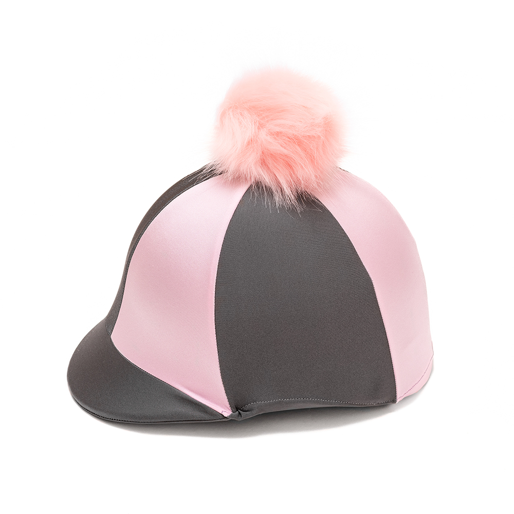 Grey and Pink Riding Hat Cover