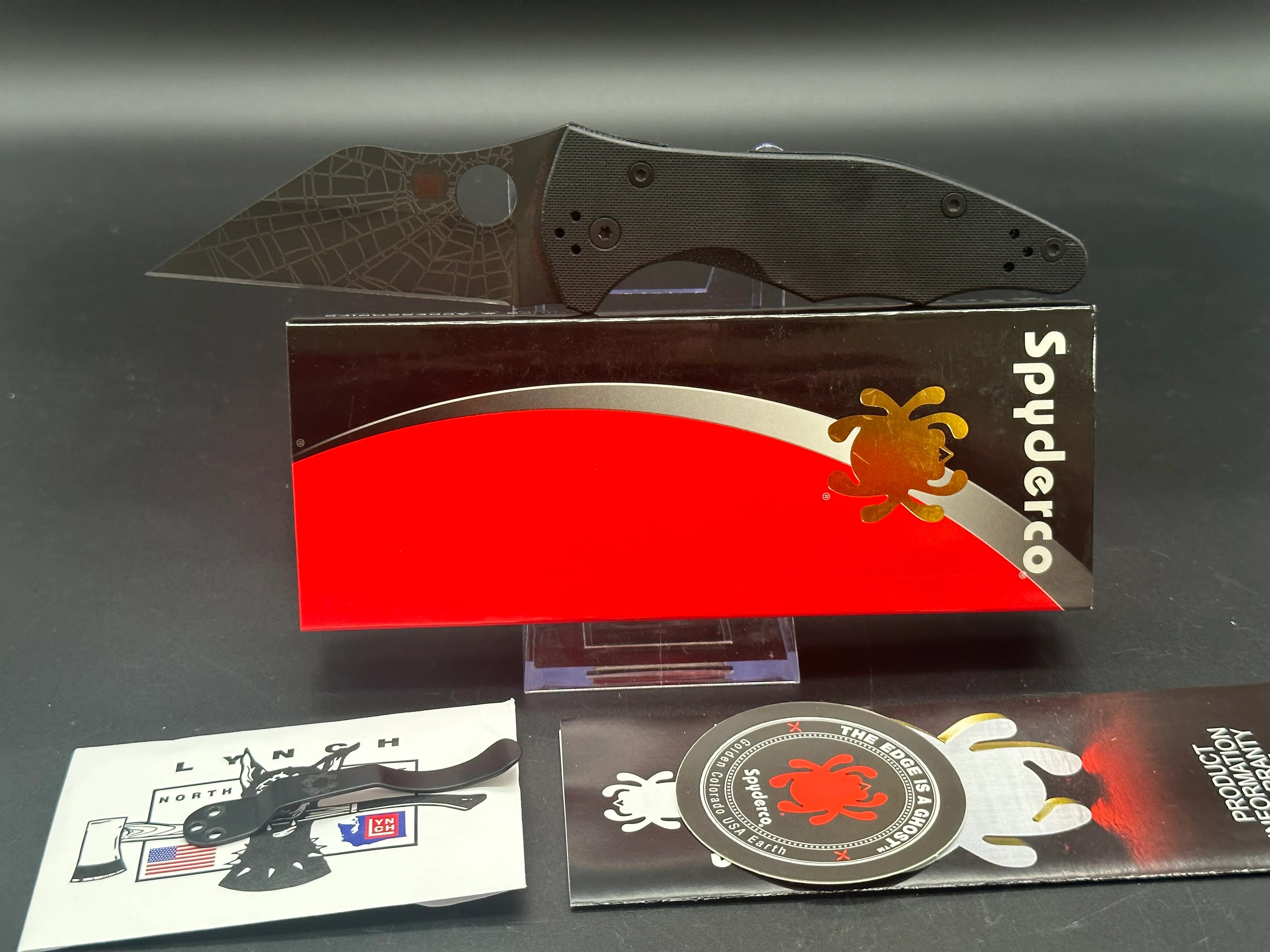Spyderco Yojimbo 2 Black customized by Lynch NW with laser engraved sp